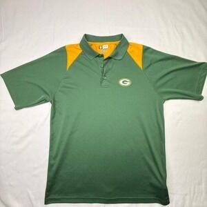 Green Bay Packers NFL Team Apparel Polo Shirt Men's Large Green Yellow